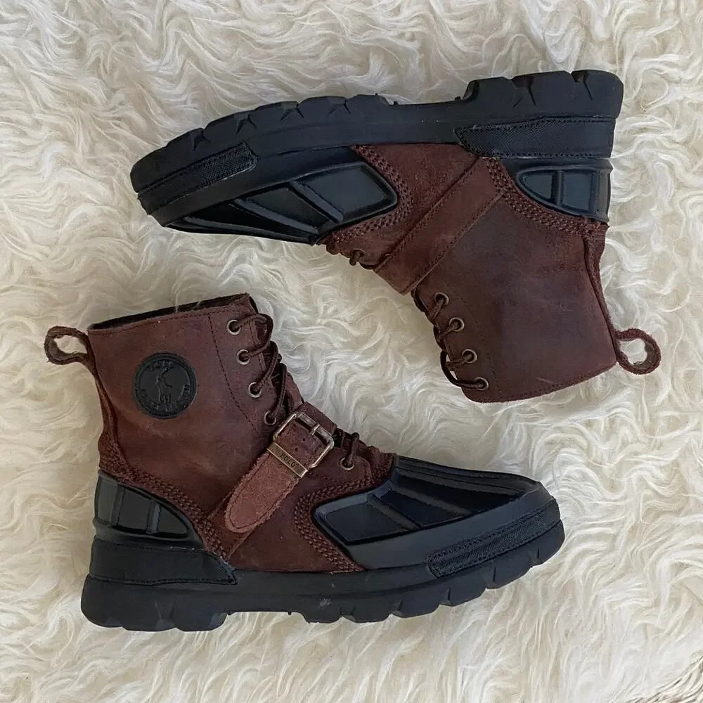 Ralph Lauren Boys Oslo High Suede Boot, Youth size 6